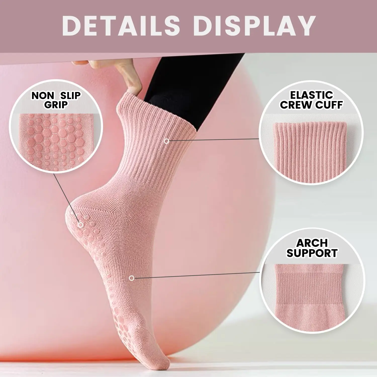 4 pairs of women's yoga socks, - Pilates & Yoga Wohlfühlen Forchheim 评论和价格