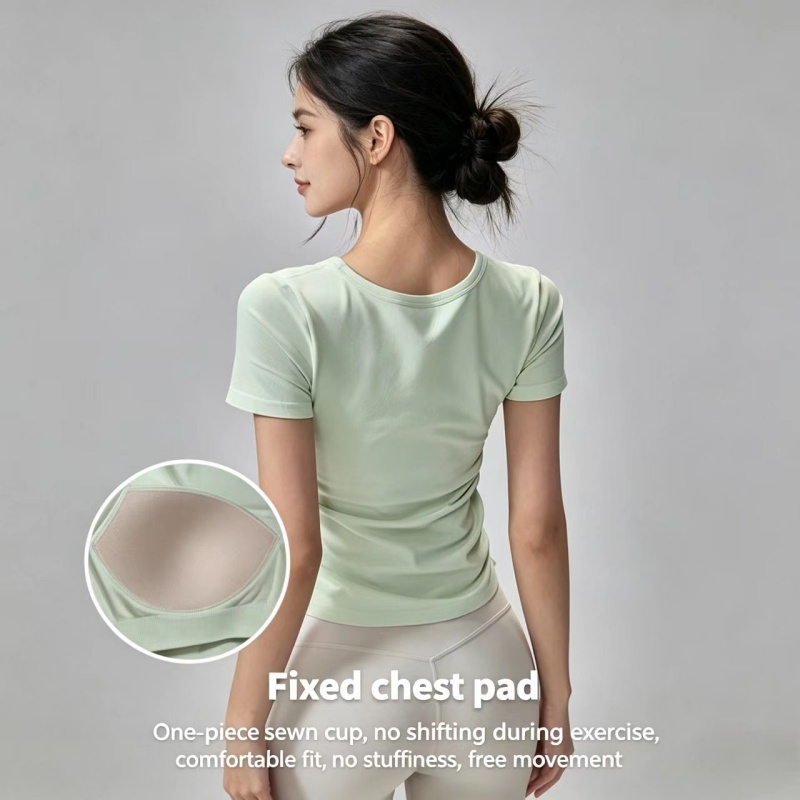 Summer Short Sleeve Padded Spo - Pilates Yoga Workout 评论和价格